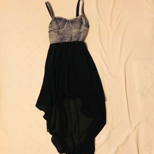 tobi Studded Denim Bustier High-Low Dress